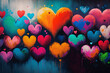 © MxCaptures - Wall art of vivid hearts shape oil painting - Valentine's and mother's day - Generative Ai