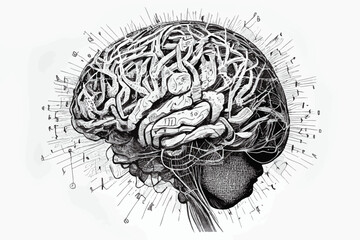 Sticker - Human brain illustration