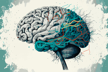 Sticker - Human brain illustration