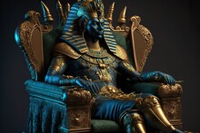 The Pharaoh Is Sitting On The Throne. 3d Rendering Ai Generate