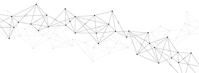 Fototapete - Abstract network polygonal technology connect lines and dots background template.