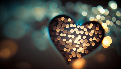 Poster - Heart shape bokeh background. Valentines day love concept. Generative AI