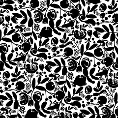  Vintage floral seamless pattern with rose flowers. Element for design. Hand-drawn contour lines and strokes.	
