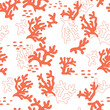 Seamless pattern with corals and the sea floor. Summer pattern, underwater atmosphere and coral color. Ideal for digital printing, decoration or printing on textile or object. Vector illustration.