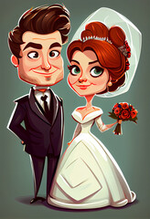 Happy newlywed couple. AI generated