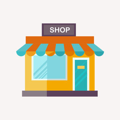 Shop icon on a white background. Flat design. Vector illustration