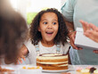 © D Lahoud/peopleimages.com - Wow, party and birthday cake with girl surprise, happy and excited in celebration with people. Family, children and cheerful Latino child smile, sweet and happiness ready for snack at a social event