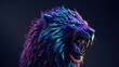 lion roar in neon light generative ai