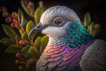 African Collard Dove Or Pigeon Close-up. Colorful Feathers. Stunning Birds And Animals In Nature Travel Or Wildlife Photography Made With Generative AI