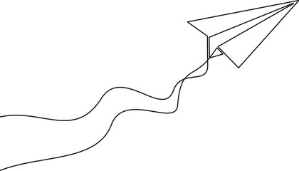 Poster - Paper plane continuous one line drawing. Paper airplane of one line art style.