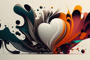 Abstract Art Heart Painting. Shape of Heart. Generative AI