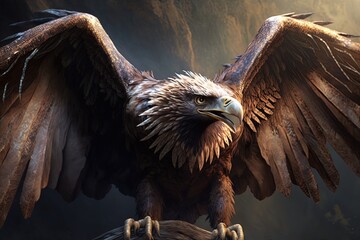 Wall Mural - the legendary flying beast - the giant fantasy eagle generative ai