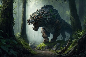 Wall Mural - the long and majestic roar of the primeval woods generative ai