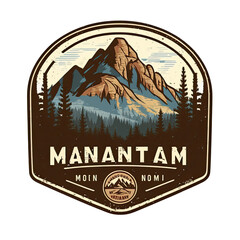 generative ai illustration of a mountain outdoor national park logo emblem badge patch illustration 