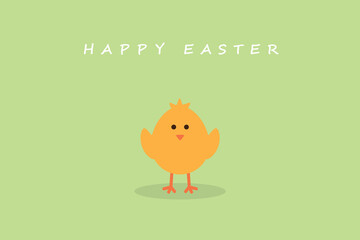 Wall Mural - happy easter minimal design with egg and little chick on blue background