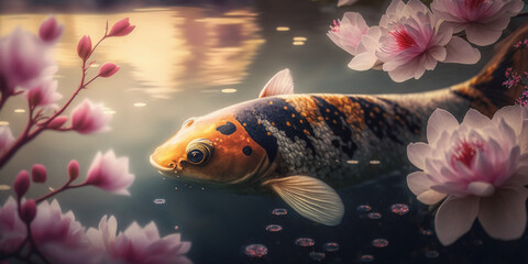 cinematic realism vibrant closeup cherry blossoms land Generative AI