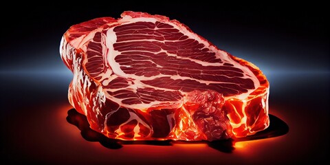 Wall Mural - Meat steak. Marbled beef steak. Piece of raw steak. Steak isolated on dark background. Generative AI