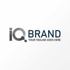 Poster - Logo design graphic concept creative premium vector stock unique letter word IQ sans serif circle dot tech font. Related to initial monogram internet