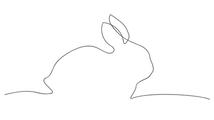 Wall Mural - Continuous one line drawing of cute Easter Bunny. Minimalistic Vector