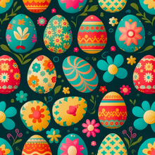 Generative AI Image Of Multicolored Background With Easter Pattern