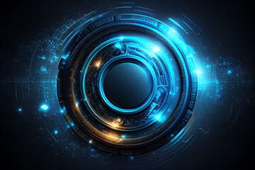 Wall Mural - Circle blue abstract futuristic technology background technology design template, generative AI