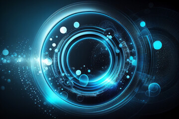 Wall Mural - Circle blue abstract futuristic technology background technology design template, generative AI