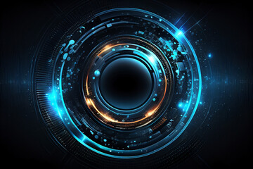 Wall Mural - Circle blue abstract futuristic technology background technology design template, generative AI
