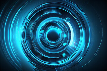 Wall Mural - Circle blue abstract futuristic technology background technology design template, generative AI