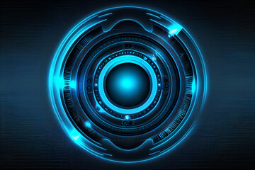 Wall Mural - Circle blue abstract futuristic technology background technology design template, generative AI