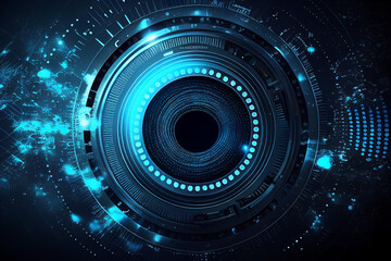 Wall Mural - Circle blue abstract futuristic technology background technology design template, generative AI