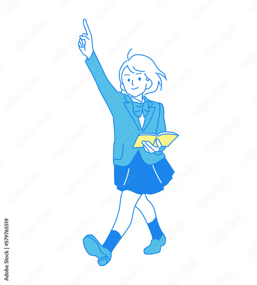 Vettoriale stock di ナンバーワン、トップを目指して頑張る女の子のイメージイラスト（女子高生・中学生） | Adobe Stock