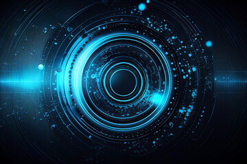 Wall Mural - Circle blue abstract futuristic technology background technology design template, generative AI