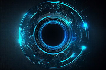 Wall Mural - Circle blue abstract futuristic technology background technology design template, generative AI