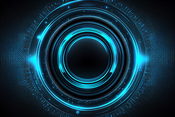 Wall Mural - Circle blue abstract futuristic technology background technology design template, generative AI