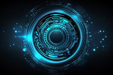 Wall Mural - Circle blue abstract futuristic technology background technology design template, generative AI