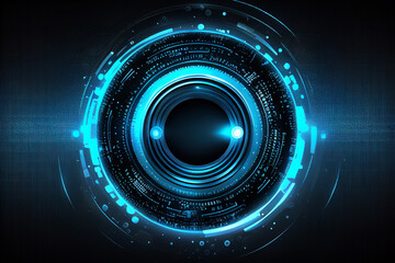 Wall Mural - Circle blue abstract futuristic technology background technology design template, generative AI