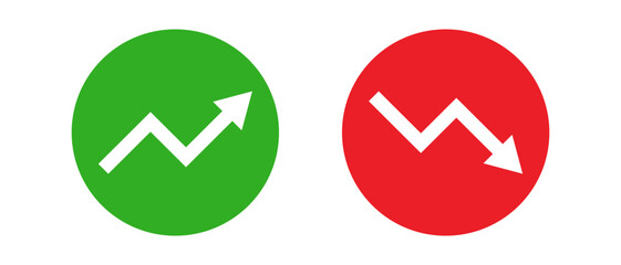 Aufkleber - Uptrend and downtrend arrow icon set. Vectors.