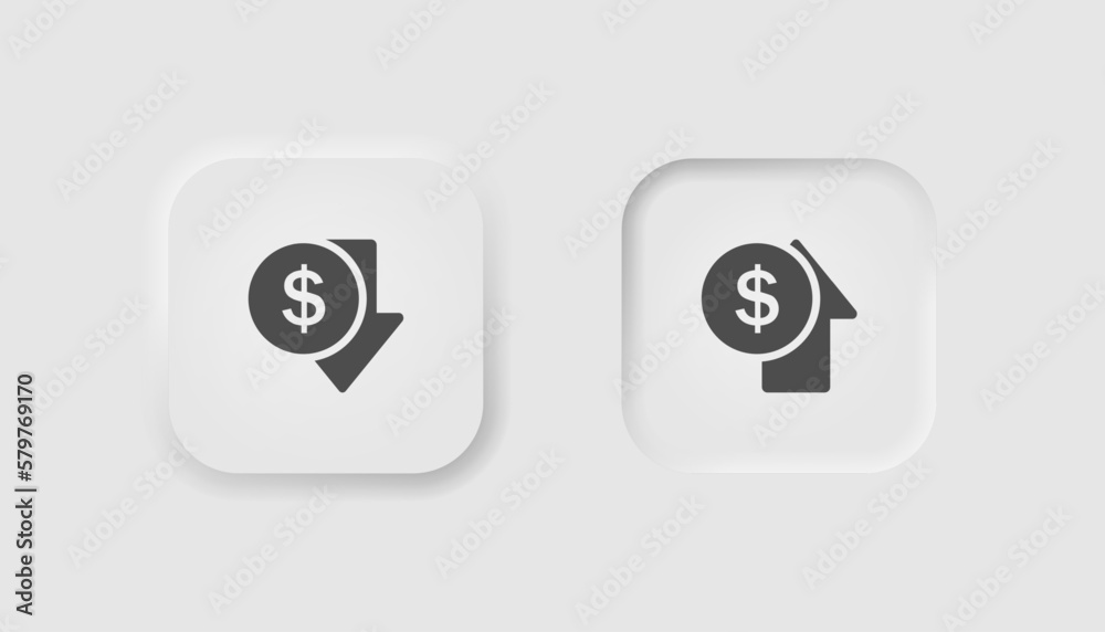 Money increase icon in neumorphism style. Icons for business, white UI ...