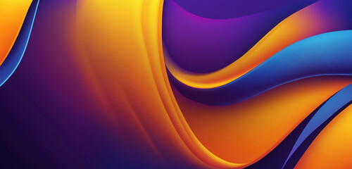 Wall Mural - Orange blue purple abstract banner vibrant color flow Generative AI