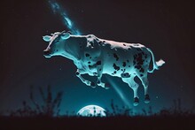 Cow Jump Over The Moon, Fantasy, Poem, Funny. Ai Generated
