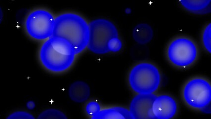 Wall Mural - Loop star bubbles particles floating black abstract background.
