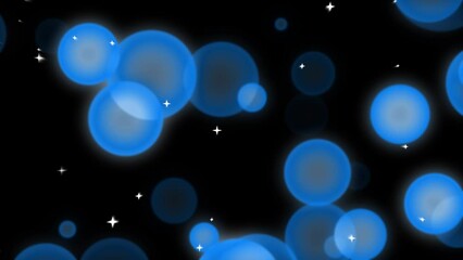 Wall Mural - Loop star bubbles particles floating black abstract background.