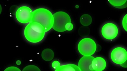 Wall Mural - Loop star bubbles particles floating black abstract background.