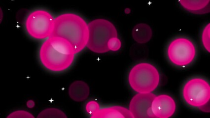 Wall Mural - Loop star bubbles particles floating black abstract background.