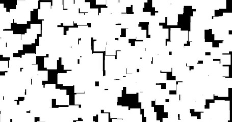 Poster - Pixel art, square falling down, chaos. Pixel white squares on black background. Motion, animation. Colored pixels move down in rain stream. Bright background of colored pixels with effect of rain.
