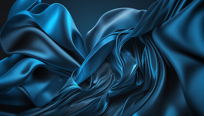 deep blue silk satin fabric background