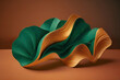 Gold and green 3D abstract shape. Generative AI