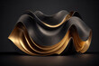 © ADDICTIVE STOCK - Black and gold 3D abstract shape. Generative AI