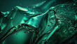 Macro photo of emerald water with bubbles. Abstract background. Generative AI.