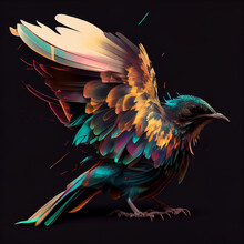 A Bird With Glitched Wings That Look Like They're Vibrating Rapidly.
